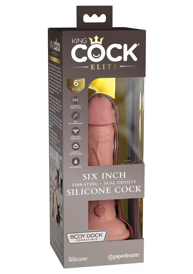 King Cock Elite Dual Density Vibrating Rechargeable Silicone Dildo with Remote Control Dildo 6in – Vanilla - Image 2