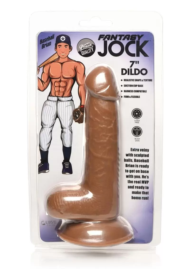 Jock Baseball Brian Dildo with Balls 7in – Caramel - Image 2