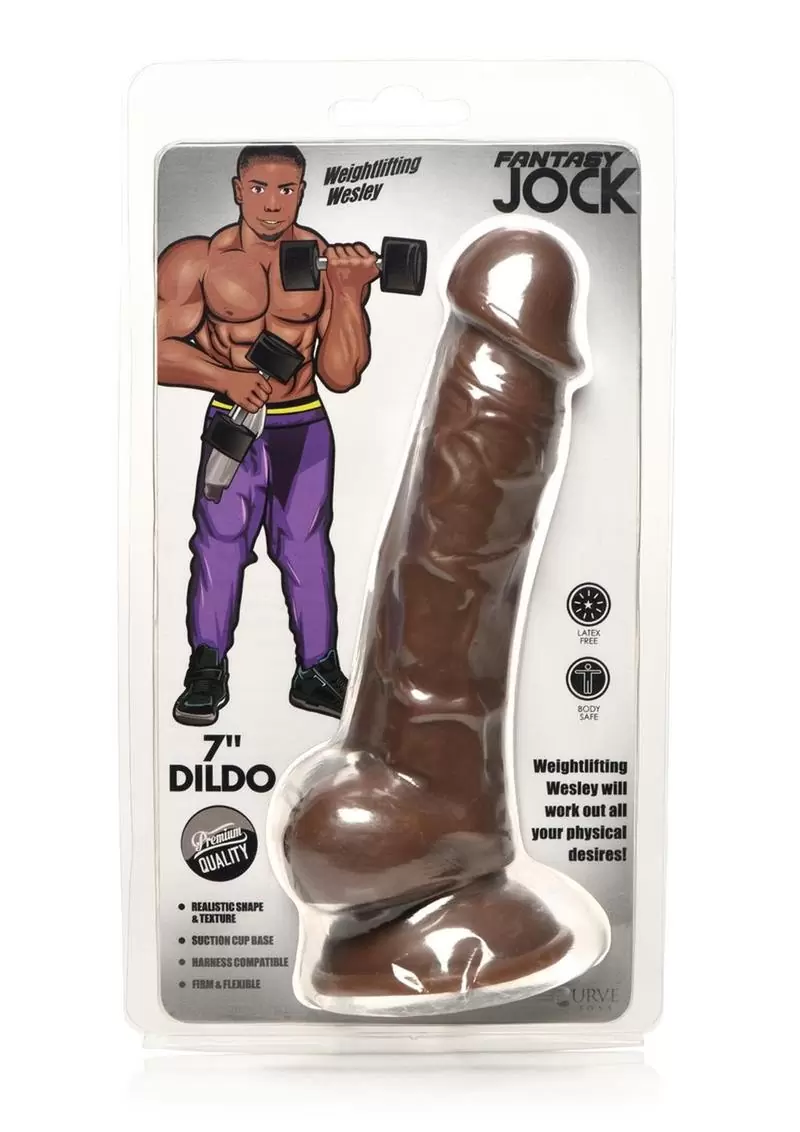 Jock Weightlifting Wesley Dildo with Balls 7in – Chocolate - Image 2